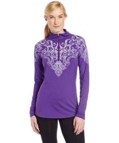 Snow Angel Women's Veluxe Navajo Graphic Zip T Neck Top Purple $34.46 Activewear