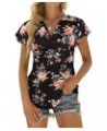 Womens Business Casual Tops Summer V Neck T Shirt Ruffle Short Sleeve Tunic Blouses for Women Floralblack $10.50 Blouses