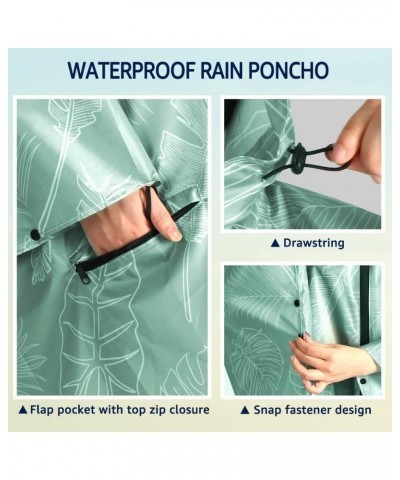 Waterproof Rain Poncho Lightweight Reusable Hiking Hooded Coat Jacket for Outdoor Activities Green Leaf $11.75 Coats