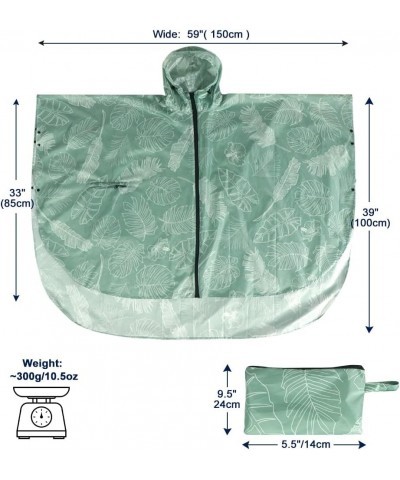 Waterproof Rain Poncho Lightweight Reusable Hiking Hooded Coat Jacket for Outdoor Activities Green Leaf $11.75 Coats