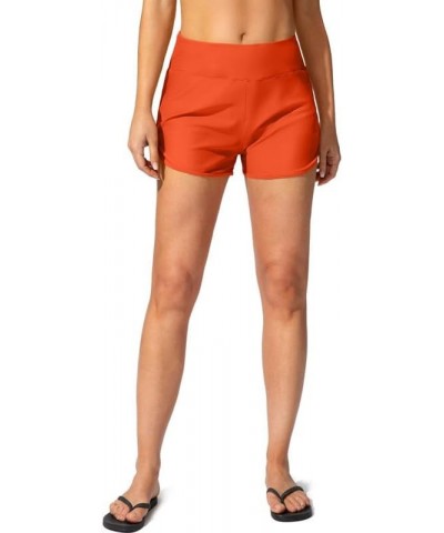 Women's Swim Shorts with Pockets High Waisted Tummy Control Board Swimsuit Bathing Shorts for Women with Liner Orange $15.84 ...