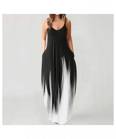 Maxi Dresses for Women, Plus Size Summer Sexy Gradient Spaghetti Strap V Neck Casual Beach Dresses with Pockets Grey $7.69 Dr...