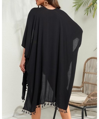 Kimonos for Women Summer Kimono Cardigans Beach Coverup Long Kimonos Black $15.36 Swimsuits