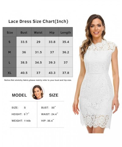 Women's Floral Lace Cocktail Dresses Wedding Guest Crew Neck Elegant Formal Dress for Party White $16.79 Dresses