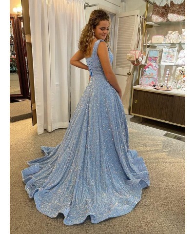 Sparkly Sequins Plus Size Prom Dresses with Pockets Slit One Shoulder Prom Party Gowns A Line Formal Ball Gowns Grey $38.40 D...