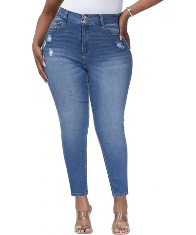 Womens Plus Size Skinny Jeans Stretchy High Waisted Ankle Jean Royal Blue-775 $20.58 Jeans