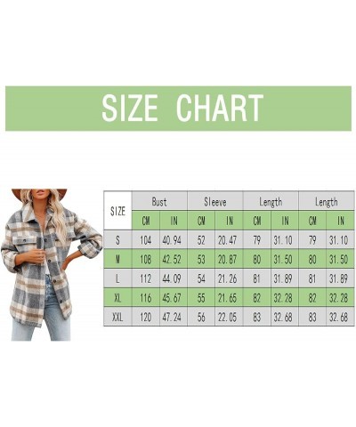 Brushed Plaid Shirts for Women Long Sleeve Flannel Lapel Button Down Tops Blouse Shacket Jacket Coats with Pockets 01 Yellow ...