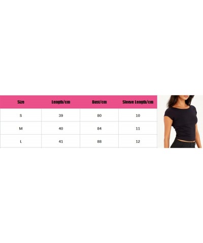 Women Y2K Short Sleeve T-Shirt Basic Scoop Neck Slim Fitted Solid Color Slim Fit Summer Ribbed Crop Top Baby Tees H-red $6.95...