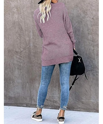 Womens Open Front Cardigans Long Sleeve Chunky Knitted Cardigan Sweater Coats with Pockets Taro Purple $9.43 Sweaters