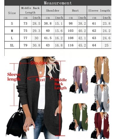 Womens Open Front Cardigans Long Sleeve Chunky Knitted Cardigan Sweater Coats with Pockets Taro Purple $9.43 Sweaters