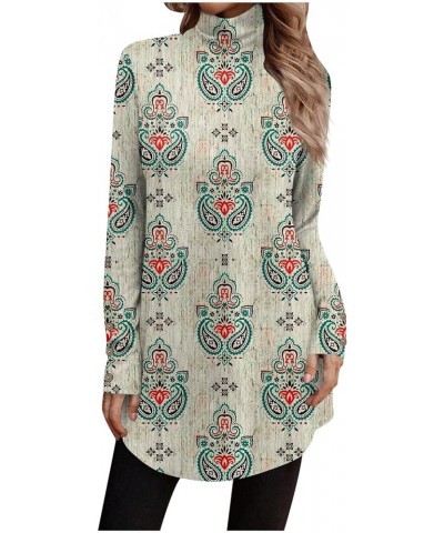 Womens Tops High Neck Shirts Long Tshirts Shirts to Wear with Leggings Dressy Casual Aztec Western Graphic Blouses S408-gray ...