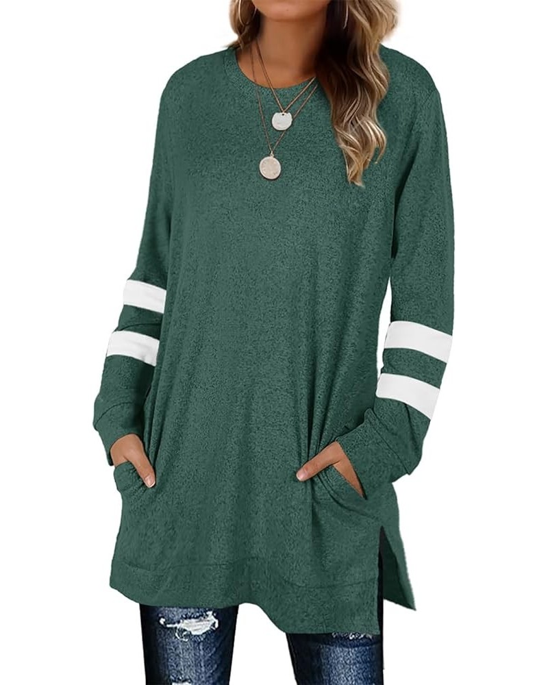 Womens Casual Sweatshirts Long Sleeve Shirts Oversized With Pocket Tunic Tops S-3XL 213-greygreen $13.50 Tops