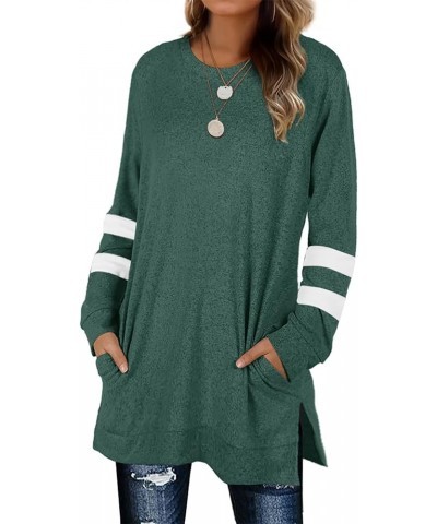 Womens Casual Sweatshirts Long Sleeve Shirts Oversized With Pocket Tunic Tops S-3XL 213-greygreen $13.50 Tops