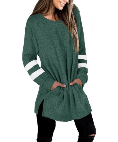 Womens Casual Sweatshirts Long Sleeve Shirts Oversized With Pocket Tunic Tops S-3XL 213-greygreen $13.50 Tops