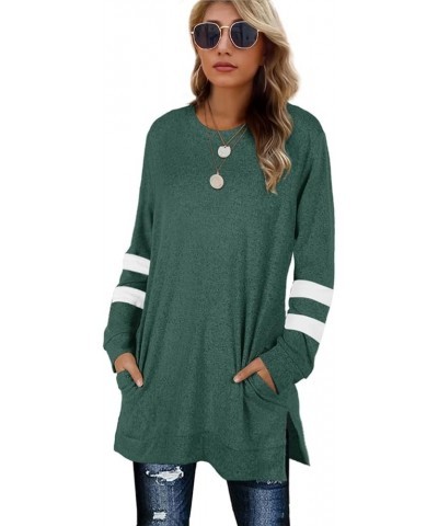 Womens Casual Sweatshirts Long Sleeve Shirts Oversized With Pocket Tunic Tops S-3XL 213-greygreen $13.50 Tops