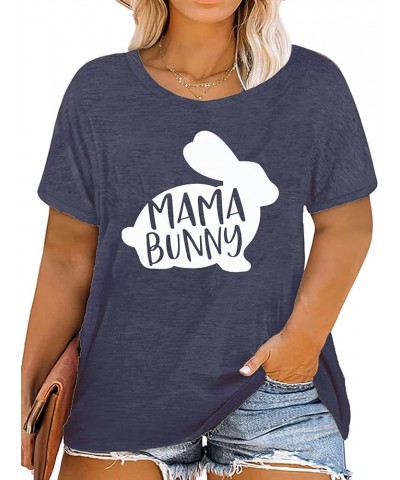 Plus Size Easter Day Shirt for Women Mama Bunny Eggs Happy Easter Printed T-Shirt Short Sleeve Graphic Tee Tops Blue $10.25 T...