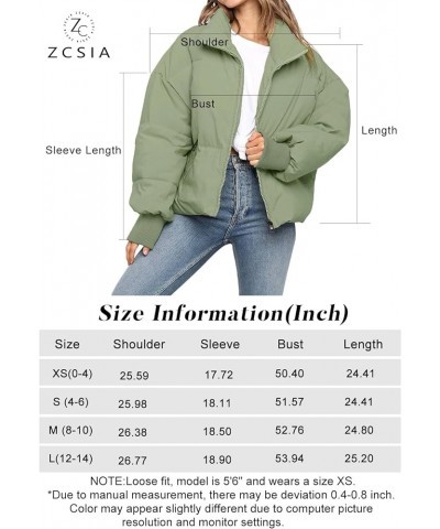 Women's Winter Long Sleeve Full Zipper Oversized Baggy Puffer Short Down Jacket Coat Khaki $33.14 Jackets