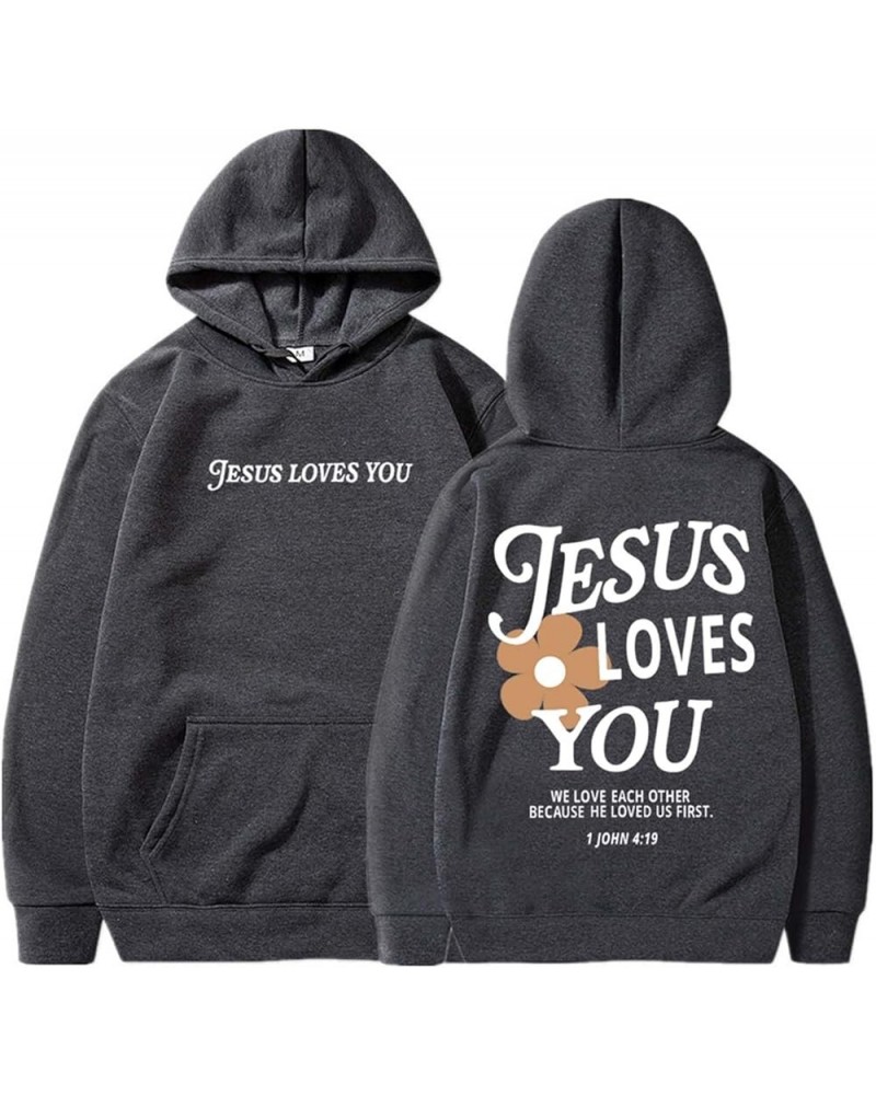 Christian Sweatshirt Women Jesus Loves You Long Sleeved Letter Print Blouse Top Harajuku Lightweight Hoodies for Women Jesus ...