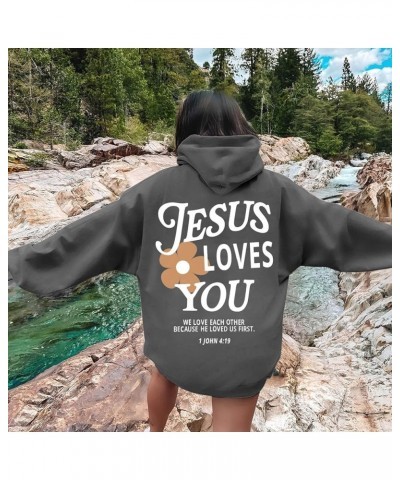 Christian Sweatshirt Women Jesus Loves You Long Sleeved Letter Print Blouse Top Harajuku Lightweight Hoodies for Women Jesus ...