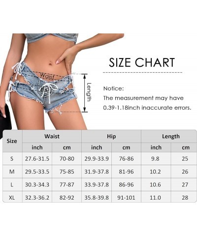 Women's Low Rise Denim Shorts Sexy Cut Off Mini Hot Pants Lace Up Frayed Cheeky Booty Shorts Clubwear A-blue 4 $16.49 Shorts