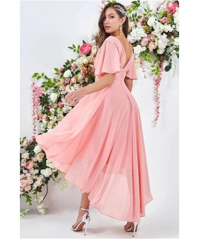 High Low Bridesmaid Dresses for Women 2024 V Neck Short Sleeves Flutter Formal Party Dress with Pockets NB216 Sage $23.10 Dre...