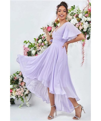 High Low Bridesmaid Dresses for Women 2024 V Neck Short Sleeves Flutter Formal Party Dress with Pockets NB216 Sage $23.10 Dre...