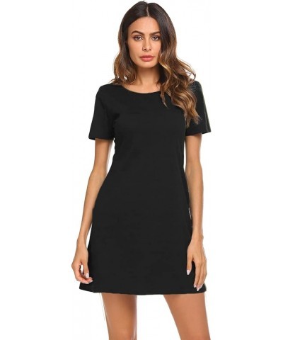 Women's Casual Striped Criss Cross Short Sleeve T Shirt Dress Solid Black $18.59 Dresses