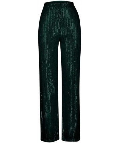 Sequin Pants for Women High Waist Palazzo Pants Long Culottes Glitter Wide Leg Pants Bling Party Clubwear Trousers A02_army G...