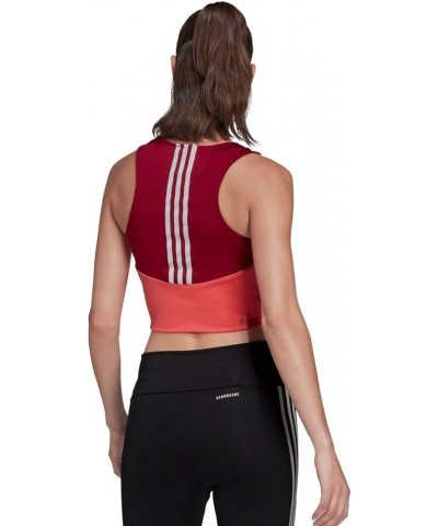 Women's Colorblock 3-Stripes Crop Top Legacy Burgundy/Semi Turbo/Dash Grey $12.19 Activewear