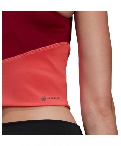 Women's Colorblock 3-Stripes Crop Top Legacy Burgundy/Semi Turbo/Dash Grey $12.19 Activewear