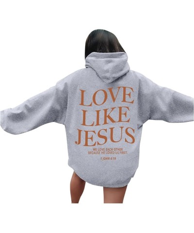 Oversized Hoodie For Women Love Like Jesus Hooded Drawstring Sweatshirts Loose Letter Print Long Sleeve Pullover Hoodie Tops ...