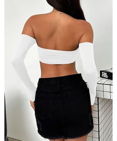 Women's Sexy Off Shoulder Crop Tops Summer Strapless Tube Top White $10.07 Tanks