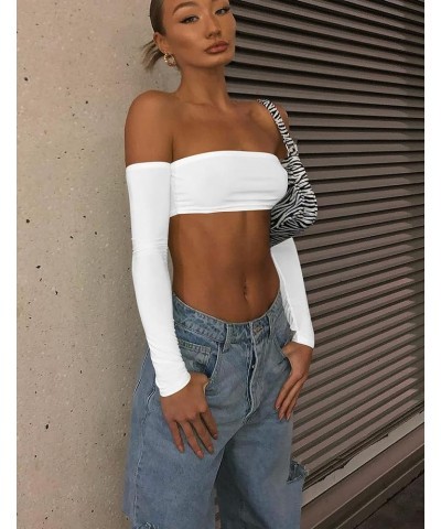 Women's Sexy Off Shoulder Crop Tops Summer Strapless Tube Top White $10.07 Tanks