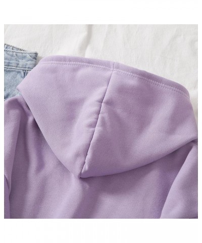 Women's Cute Sweatshirt Strawberry Sleeve Printed Cotton Warm Hoodie with Pocket Purple $16.78 Hoodies & Sweatshirts