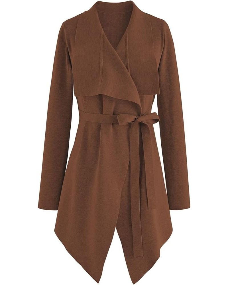 Women's Classy Light Tan/Black Open Front Knit Coat Cardigan Brown-wide Lapel $25.25 Sweaters