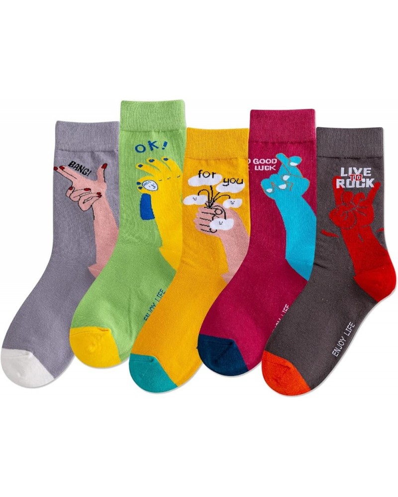 Women's Fashion Cute Cotton Socks Novelty Funny Above Ankle Crew Socks Holiday Gifts for Women 4/5 Pairs Funny Socks - 5 Pair...