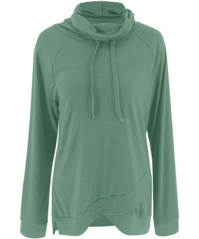 Womens Cowl Neck Tunic Tops Long Sleeve Pullovers Casual Drawstring Sweatshirts Green $13.19 Hoodies & Sweatshirts