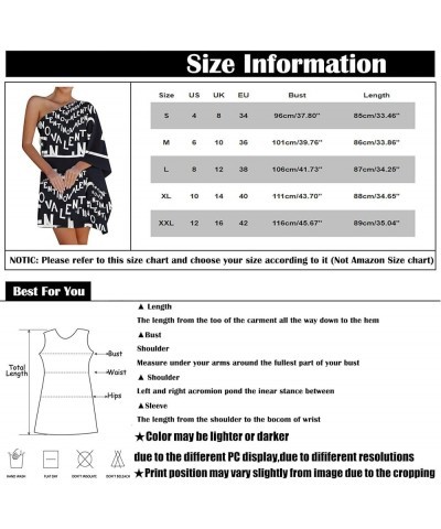 Women's Casual Cocktail Dresses Summer Fashion Loose Solid Color One Shoulder Doll Sleeve Dress Short Black $8.11 Dresses