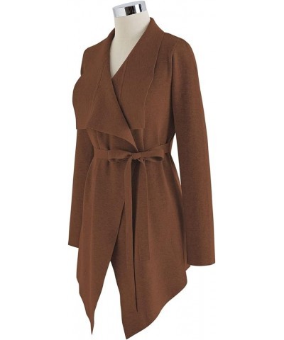 Women's Classy Light Tan/Black Open Front Knit Coat Cardigan Brown-wide Lapel $25.25 Sweaters