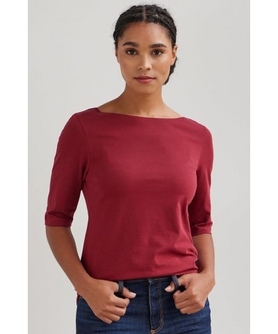 Women's Organic Pima Cotton Half Sleeve Boat Neck Top Bonfire $23.41 T-Shirts