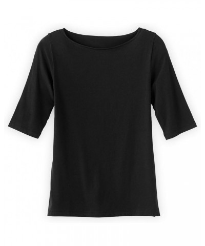 Women's Organic Pima Cotton Half Sleeve Boat Neck Top Bonfire $23.41 T-Shirts