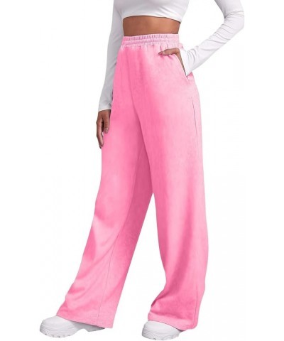 Joggers for Women Fleece Lined Pants Women Wide Leg Sweatpants Yoga Pants Baggy Winter Lounge Workout Stretch Pants 05-pink $...