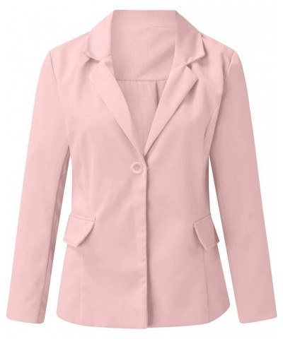 Blazer Jackets for Women Casual Long Sleeve Lapel Oversized Button Work Office Blazer Suit Jacket Plus Size 03-pink $7.19 Bla...