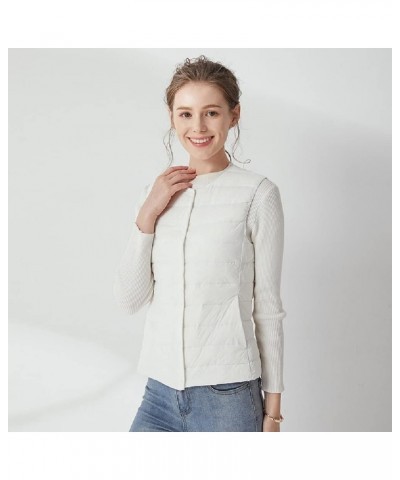 Women's Lightweight Down Vest Crewneck Button Down Packable Puffer Vest Ultra Light Slim Fit Sleeveless Waistcoat White $20.0...