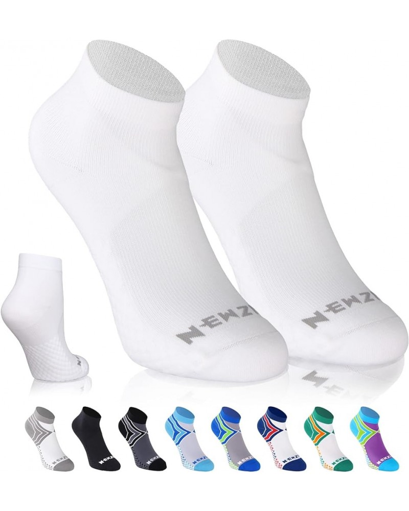 Ankle Compression Socks for Men & Women, Cushioned Low Cut Compression Running Socks with Ankle Support White $10.39 Socks