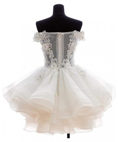 Women's Off The Shoulder Organza Short Homecoming Dresses Silver $34.00 Dresses