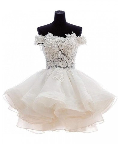 Women's Off The Shoulder Organza Short Homecoming Dresses Silver $34.00 Dresses