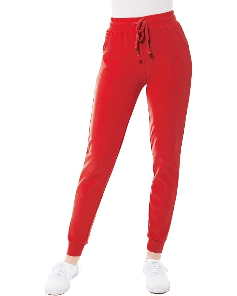 Women's Lightweight Scuba Joggers with Pockets for Women Workout & Lounge Pants Red $10.77 Pants