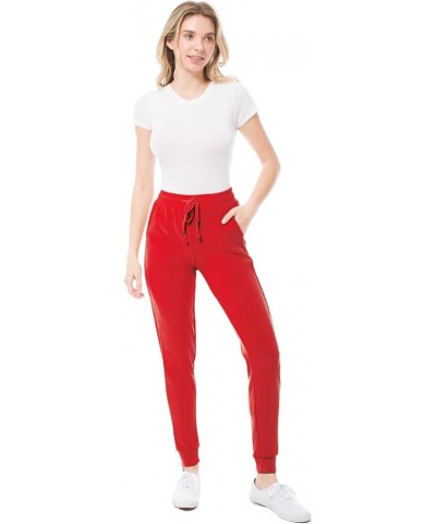 Women's Lightweight Scuba Joggers with Pockets for Women Workout & Lounge Pants Red $10.77 Pants