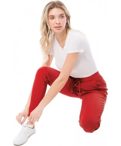 Women's Lightweight Scuba Joggers with Pockets for Women Workout & Lounge Pants Red $10.77 Pants